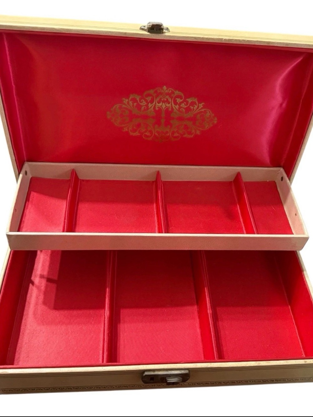MCM Vintage Jewelry Box 1950s-1960s Red Interior Star Design